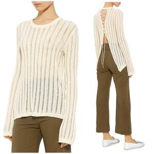 ALC Miguel Back Lace Up Pullover Sweater Cream Beige Size XS